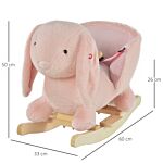 Homcom Toddlers Rabbit Plush Rocking Ride On W/ Sound Pink