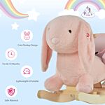 Homcom Toddlers Rabbit Plush Rocking Ride On W/ Sound Pink