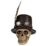 Fantasy Steampunk Skull Ornament - Top Hat And Feathers