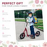 Homcom Teen Push Scooter Kids Children Stunt Scooter W/ 12" Eva Tyres, Red