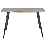 Dining Table Light Wood Mdf Tabletop 120 X 80 Cm Black Metal Legs 4 Seater Minimalist Table Beliani