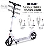 Homcom Folding Kick Scooter 2 Big Wheels Teens Adult 14+ Adjustable Ride On White