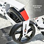 Homcom Folding Kick Scooter 2 Big Wheels Teens Adult 14+ Adjustable Ride On White