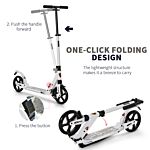 Homcom Folding Kick Scooter 2 Big Wheels Teens Adult 14+ Adjustable Ride On White