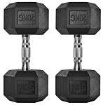 Homcom 2x20kg Rubber Hex Dumbbell Portable Hand Weights Dumbbell Home Gym Workout Fitness Hand Dumbbell