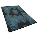 Area Rug Black Blue Fabric 140 X 200 Cm Reversible Outdoor Indoor Modern Beliani