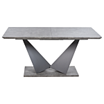 Dining Table Grey Black Mdf 160/120 X 90 Cm Concrete Effect 8 People Living Room Dining Area Industrial Kitchen Beliani