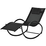 Outsunny Patio Texteline Rocking Lounge Chair Zero Gravity Rocker Outdoor Patio Garden Recliner Seat W/ Padded Pillow - Black