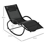 Outsunny Patio Texteline Rocking Lounge Chair Zero Gravity Rocker Outdoor Patio Garden Recliner Seat W/ Padded Pillow - Black