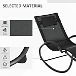 Outsunny Patio Texteline Rocking Lounge Chair Zero Gravity Rocker Outdoor Patio Garden Recliner Seat W/ Padded Pillow - Black