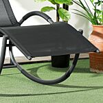 Outsunny Patio Texteline Rocking Lounge Chair Zero Gravity Rocker Outdoor Patio Garden Recliner Seat W/ Padded Pillow - Black