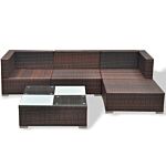 Vidaxl 5 Piece Garden Lounge Set With Cushions Poly Rattan Brown