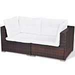 Vidaxl 5 Piece Garden Lounge Set With Cushions Poly Rattan Brown