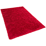 Shaggy Area Rug High-pile Carpet Solid Red Polyester Rectangular 200 X 300 Cm Beliani