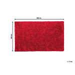 Shaggy Area Rug High-pile Carpet Solid Red Polyester Rectangular 200 X 300 Cm Beliani