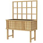 Outsunny Wooden Raised Planter With Trellis For Vine Climbing Plants, Elevated Garden Bed With Drainage Holes And Bed Liner