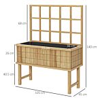 Outsunny Wooden Raised Planter With Trellis For Vine Climbing Plants, Elevated Garden Bed With Drainage Holes And Bed Liner