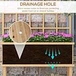 Outsunny Wooden Raised Planter With Trellis For Vine Climbing Plants, Elevated Garden Bed With Drainage Holes And Bed Liner