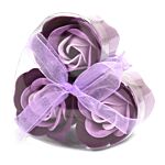 Set Of 3 Soap Flower Heart Box - Lavender Roses