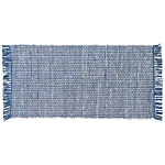 Rag Rug Blue Cotton 80 X 150 Cm Rectangular Handmade Boho Eclectic Beliani