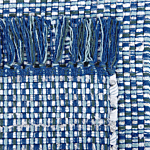 Rag Rug Blue Cotton 80 X 150 Cm Rectangular Handmade Boho Eclectic Beliani