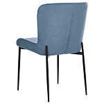 Set Of 2 Chairs Blue Denim Shade Polyester Knitted Texture Metal Legs Beliani