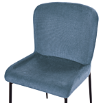 Set Of 2 Chairs Blue Denim Shade Polyester Knitted Texture Metal Legs Beliani