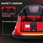 Homcom Bumper Car, 360° Rotation Spin 12v Kids Electric Car With Lights, Music, For Ages 1.5-5 Years - Red