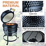 Outsunny Charcoal Grill Ceramic Kamado Bbq Grill Smoker Oven Japanese Egg Barbecue