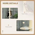 Pawhut 260cm Cat Tower Cat Tree, Floor To Ceiling, Height Adjustable With Anti-slip Kit And Fish-shaped Scratching Post Ball, Yellow