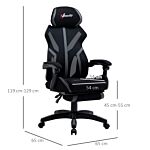 Vinsetto Mesh Office Chair Desk Task Computer Recliner With Footrest, Lumbar Back Support, Swivel Wheels, Adjustable Height For Home, Black Grey