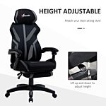 Vinsetto Mesh Office Chair Desk Task Computer Recliner With Footrest, Lumbar Back Support, Swivel Wheels, Adjustable Height For Home, Black Grey