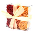 Set Of 9 Soap Flower Box - Peach Roses