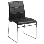 Set Of 2 Dining Chairs Black Faux Leather Chromed Metal Legs Modern Beliani