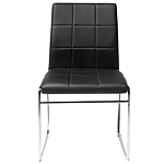 Set Of 2 Dining Chairs Black Faux Leather Chromed Metal Legs Modern Beliani