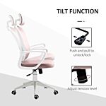 Vinsetto High-back Office Chair Velvet Style Fabric Computer Home Rocking With Wheels, Rotatable Liftable Headrest, Pink