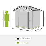 Outsunny 7ft X 4ft Lockable Garden Shed Large Patio Roofed Tool Metal Storage Building Foundation Sheds Box Outdoor Furniture, Green