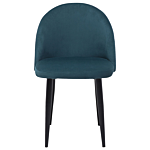 Set Of 2 Dining Chairs Blue Velvet Fabric Modern Retro Design Black Slanted Legs Beliani