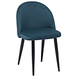 Set Of 2 Dining Chairs Blue Velvet Fabric Modern Retro Design Black Slanted Legs Beliani