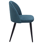 Set Of 2 Dining Chairs Blue Velvet Fabric Modern Retro Design Black Slanted Legs Beliani