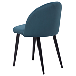 Set Of 2 Dining Chairs Blue Velvet Fabric Modern Retro Design Black Slanted Legs Beliani
