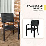 Outsunny Set Of Two Aluminium Stacking Garden Chairs