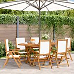 Vidaxl Reclining Garden Chairs 6 Pcs Cream White Fabric And Solid Wood