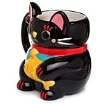 Ceramic Black Maneki Neko Lucky Cat Shaped Collectable Mug