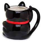 Ceramic Black Maneki Neko Lucky Cat Shaped Collectable Mug