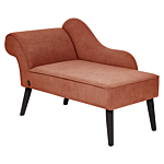 Chaise Lounge Red Polyester Fabric Upholstery Black Wood Legs Left Hand Retro Design Beliani