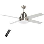 Homcom Ceiling Fan With Led Light, Flush Mount Ceiling Fan Lights With Reversible Blades, Remote, Silver And Black