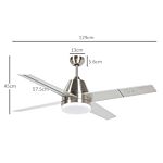 Homcom Ceiling Fan With Led Light, Flush Mount Ceiling Fan Lights With Reversible Blades, Remote, Silver And Black