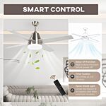 Homcom Ceiling Fan With Led Light, Flush Mount Ceiling Fan Lights With Reversible Blades, Remote, Silver And Black