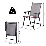 Outsunny Set Of 2 Foldable Garden Chairs W/ Metal Frame Outdoor Patio Park Dining Seat Yard Furniture Grey